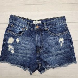 SHANA Women's Blue Distressed High Rise Denim Cutoff Shorts Size 36